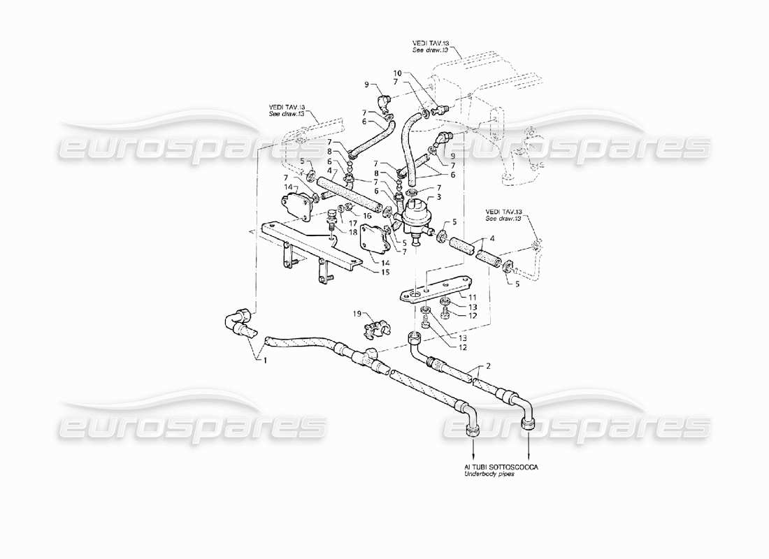 maserati qtp v8 (1998) schema delle parti del collettore di aspirazione e del sistema di iniezione