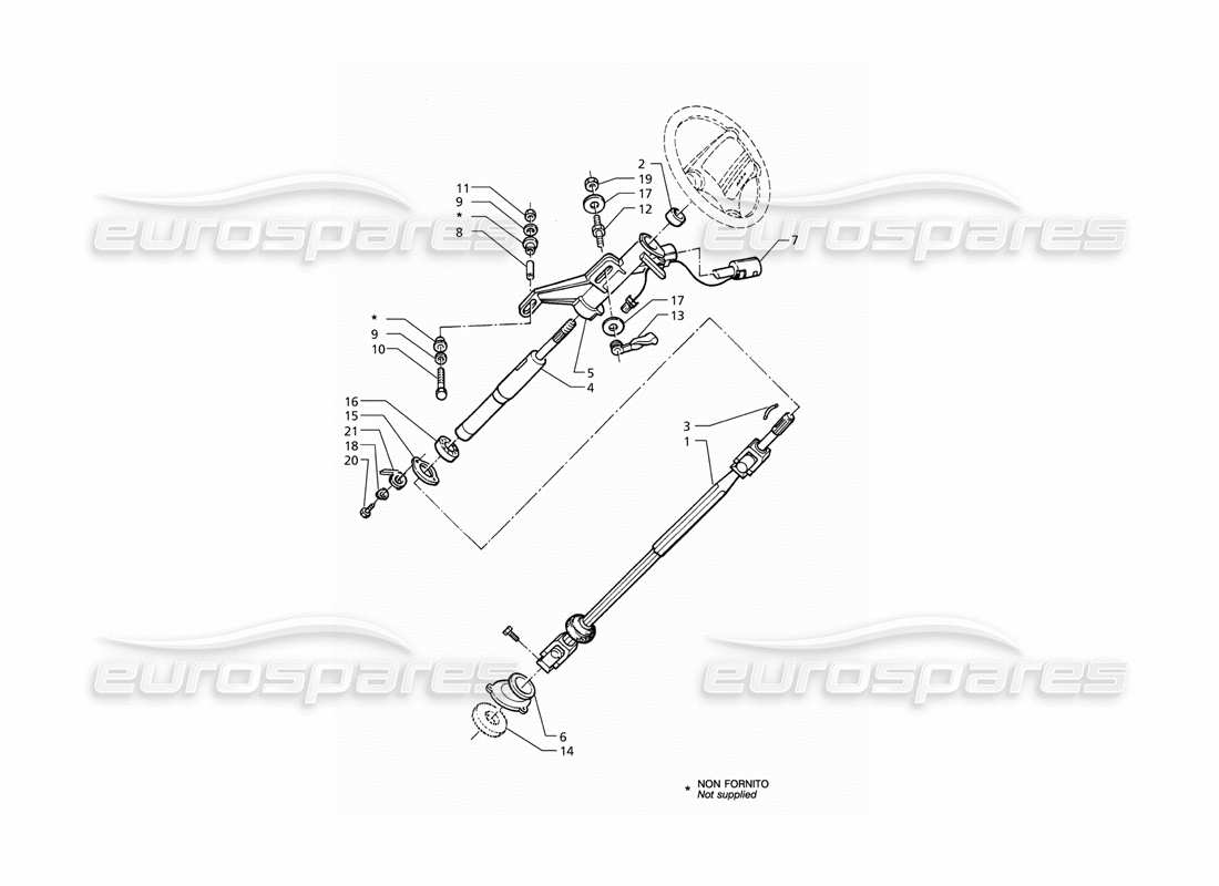 maserati qtp v6 (1996) diagramma delle parti del piantone dello sterzo