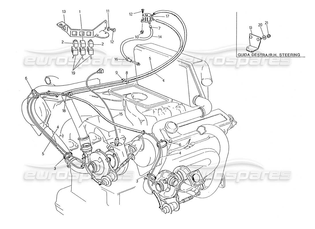 maserati karif 2.8 diagramma delle parti del sistema di controllo boost