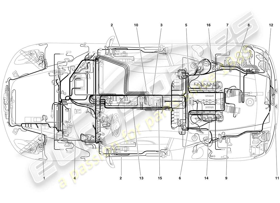 ferrari f430 scuderia (rhd) sistema elettrico diagramma delle parti