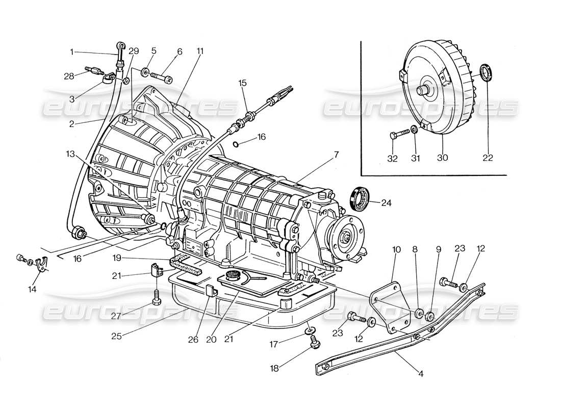 maserati biturbo spider trasmissione automatica - diagramma delle parti convertitore (4 hp).