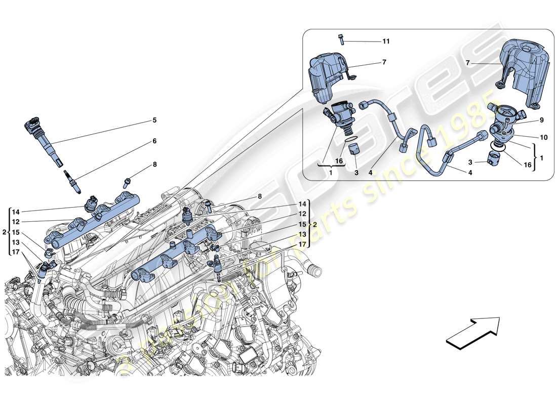 ferrari california t (rhd) sistema iniezione - accensione schema delle parti