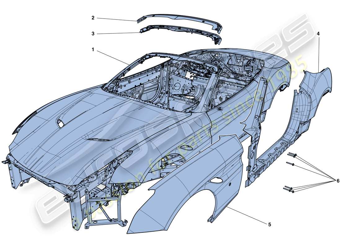 ferrari california t (rhd) scocca - rivestimento esterno diagramma delle parti