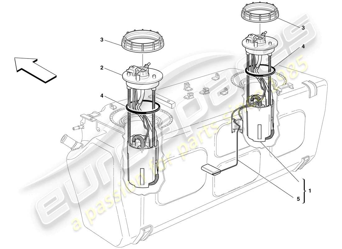 ferrari 612 scaglietti (rhd) schema delle parti della pompa del carburante