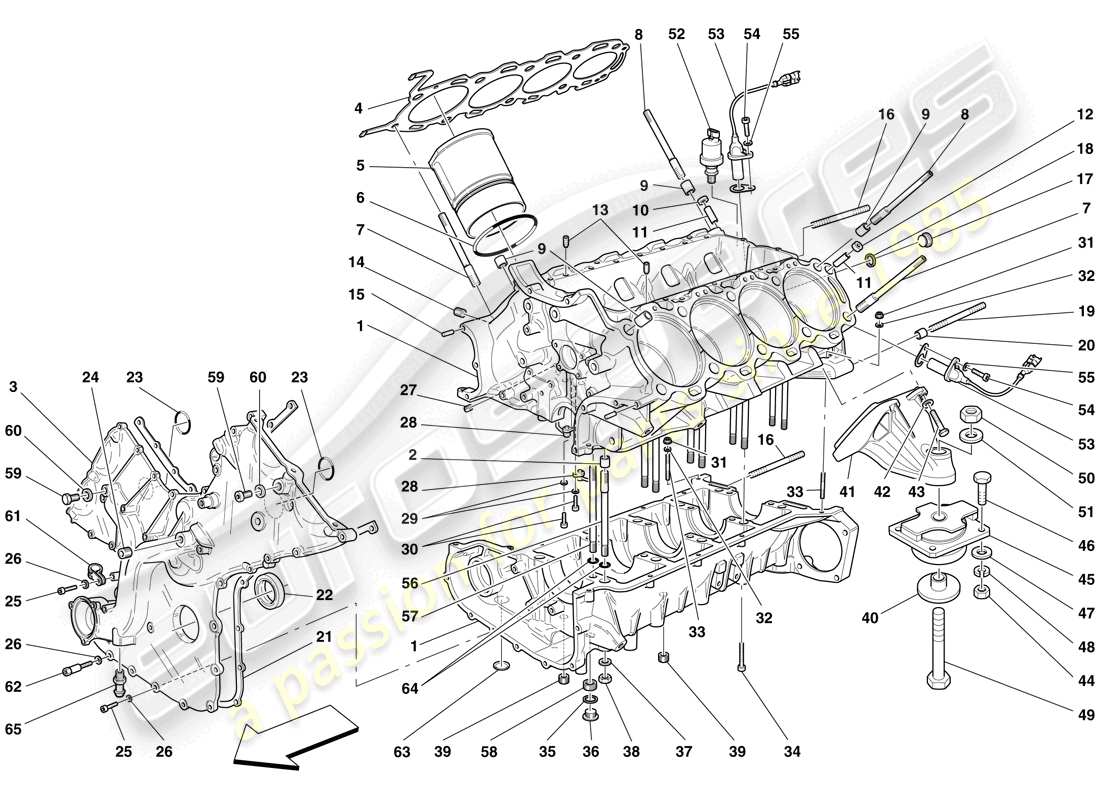 ferrari f430 scuderia spider 16m (rhd) basamento diagramma delle parti