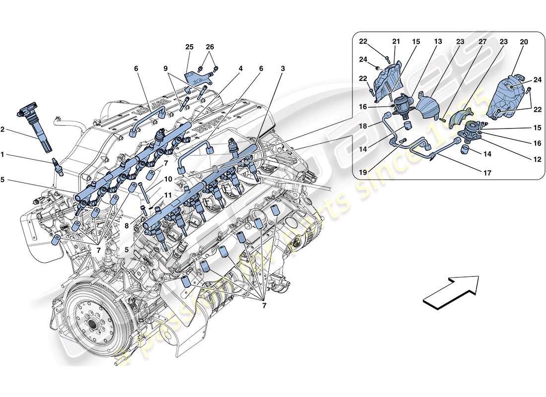 ferrari ff (europe) sistema iniezione - accensione schema delle parti