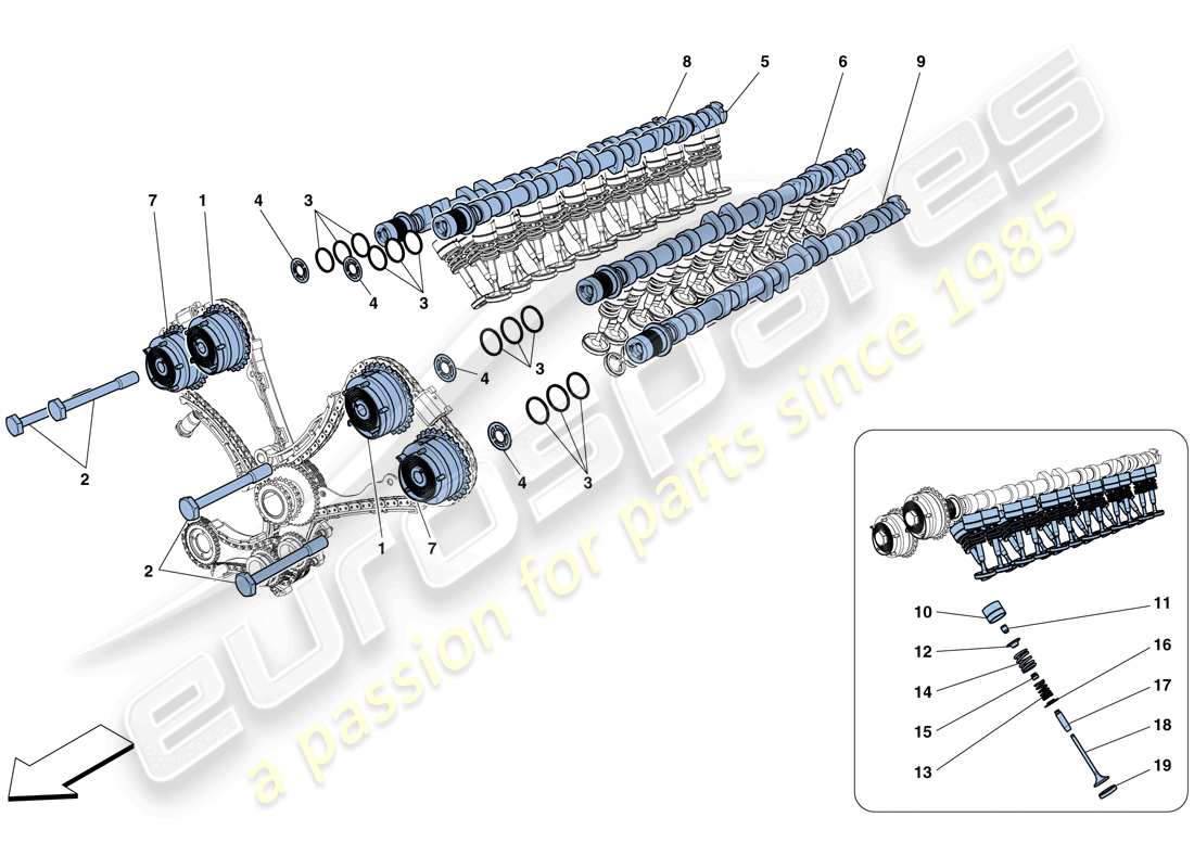 ferrari f12 berlinetta (usa) sistema di distribuzione - punterie diagramma delle parti