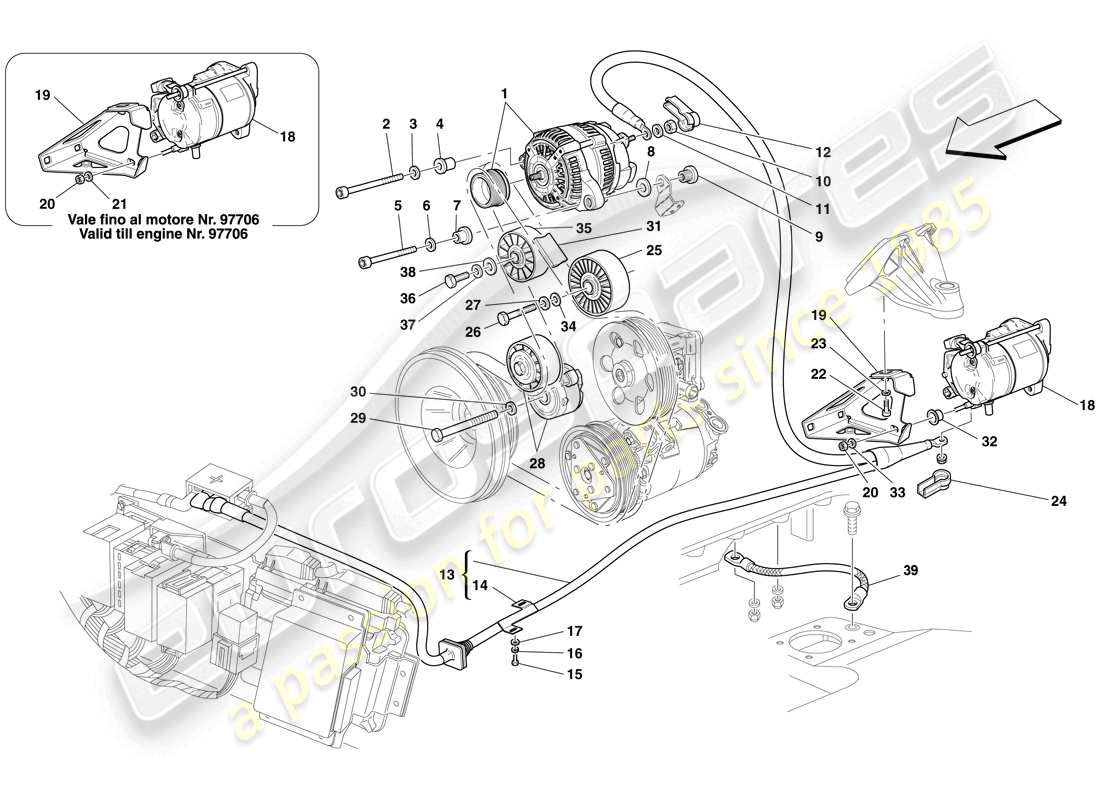 ferrari f430 spider (usa) alternatore - motorino di avviamento diagramma delle parti