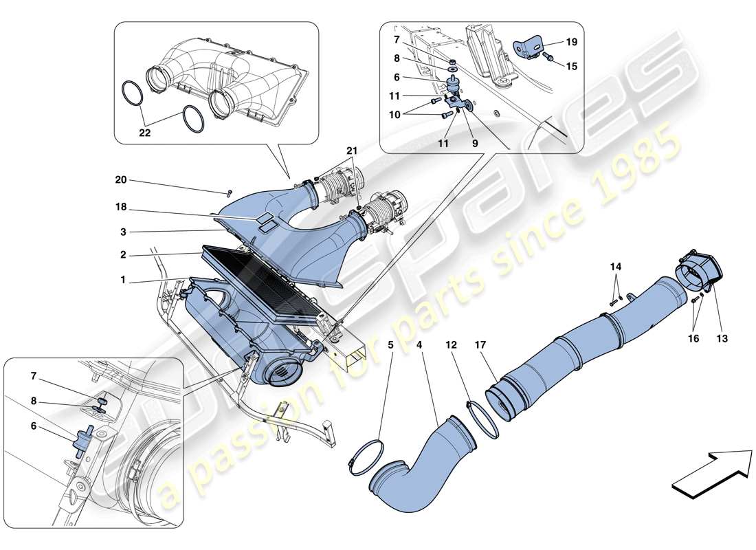 ferrari 458 italia (rhd) schema delle parti della presa d'aria