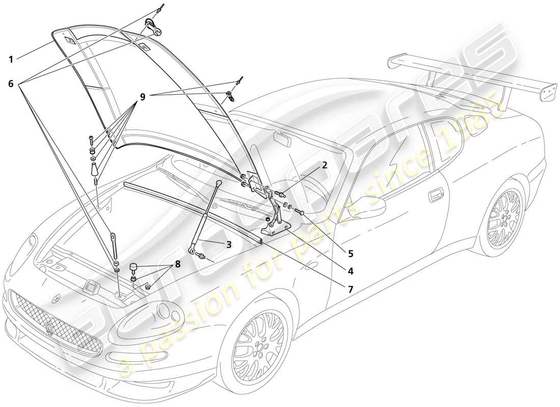 maserati trofeo cofano motore diagramma delle parti
