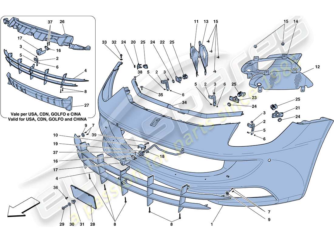 ferrari ff (europe) schema delle parti paraurti anteriore