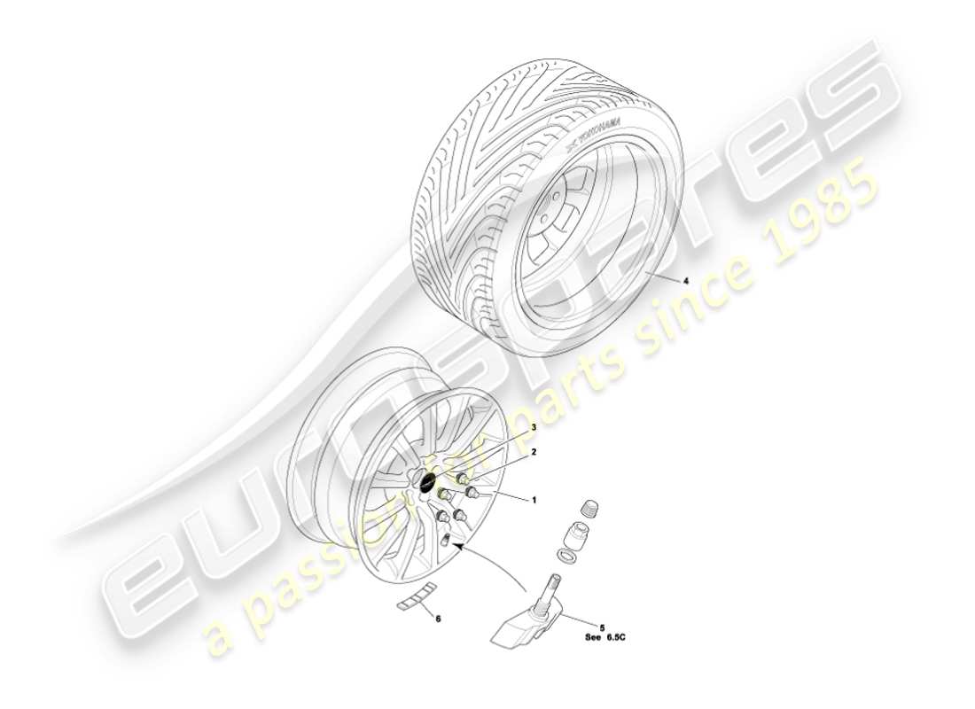 aston martin vanquish (2003) diagramma delle parti di ruote e pneumatici