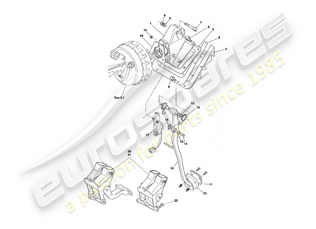 aston martin vanquish (2002) ingranaggio a pedale diagramma delle parti