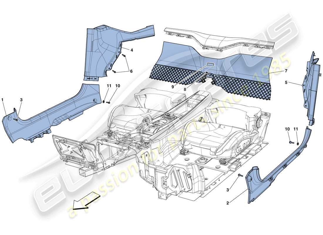 ferrari f12 tdf (europe) diagramma delle parti del rivestimento interno