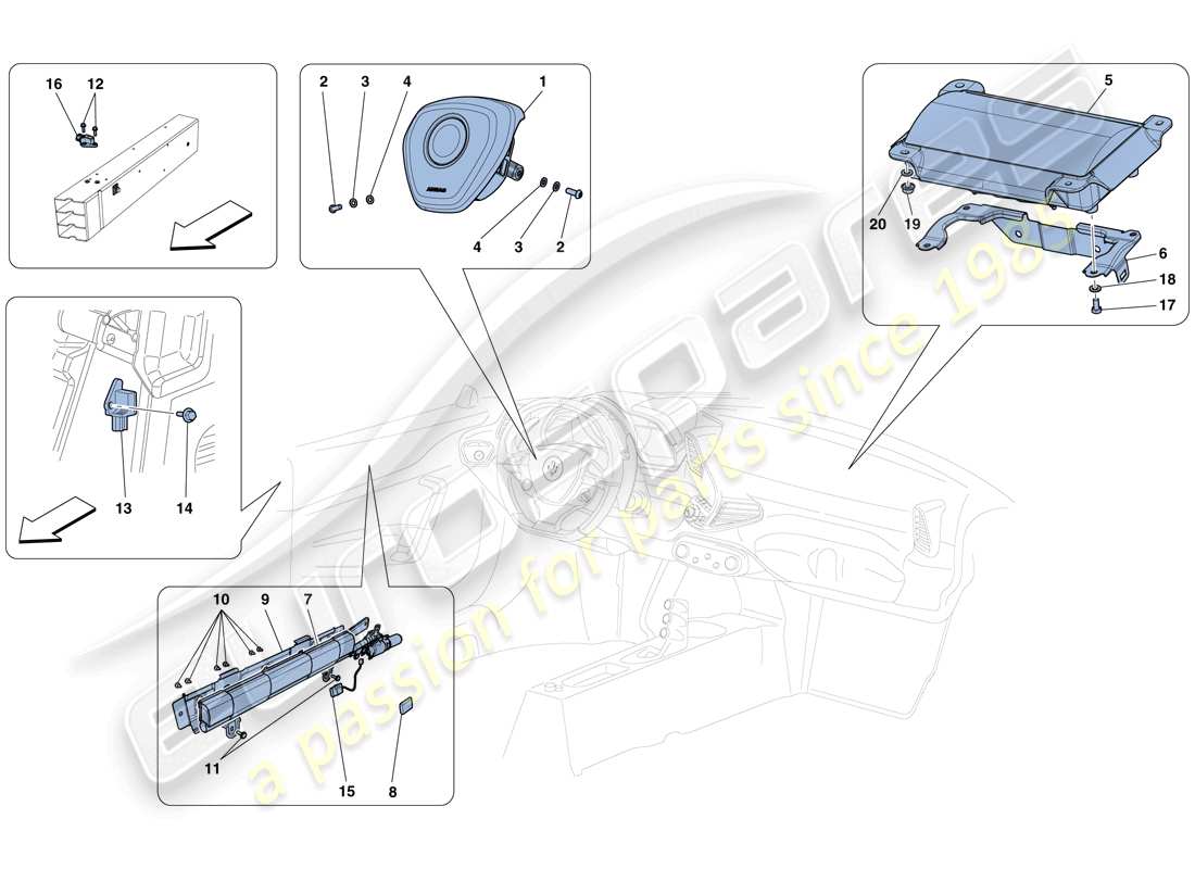 ferrari 458 speciale (europe) diagramma delle parti degli airbag