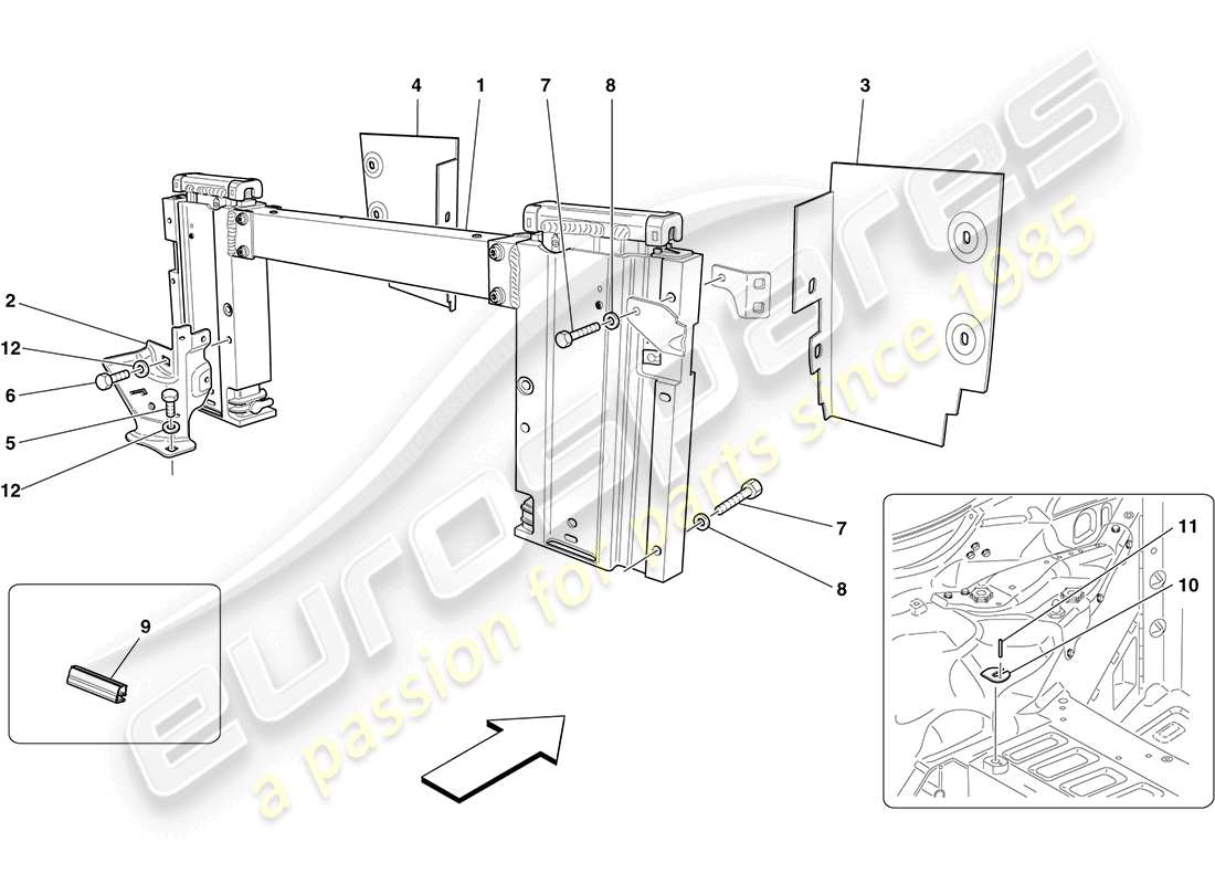 ferrari california (usa) tetto elettrico: rollbar e accessori diagramma delle parti
