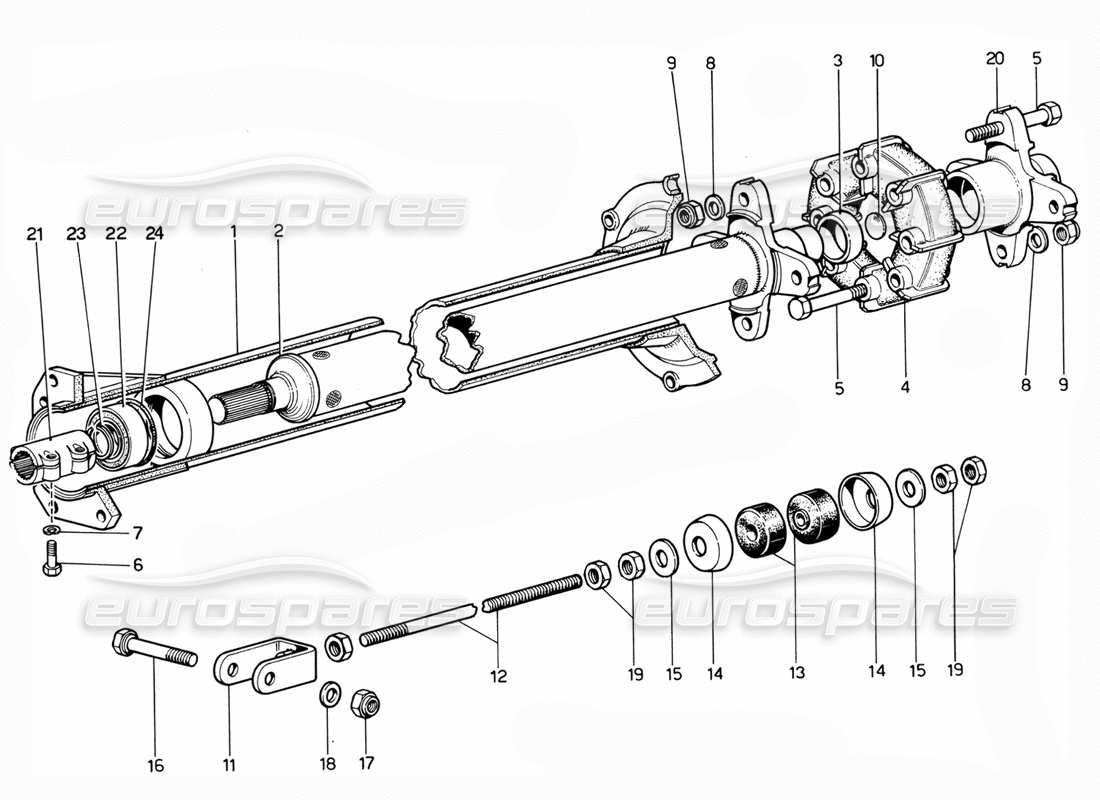 ferrari 365 gtc4 (mechanical) tubo di torsione - diagramma delle parti di revisione