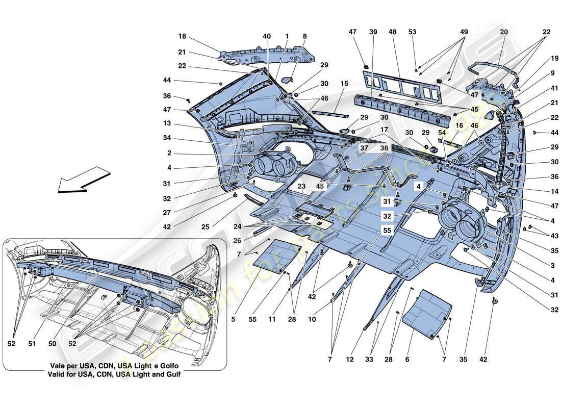 ferrari california t (rhd) schema delle parti paraurti posteriore