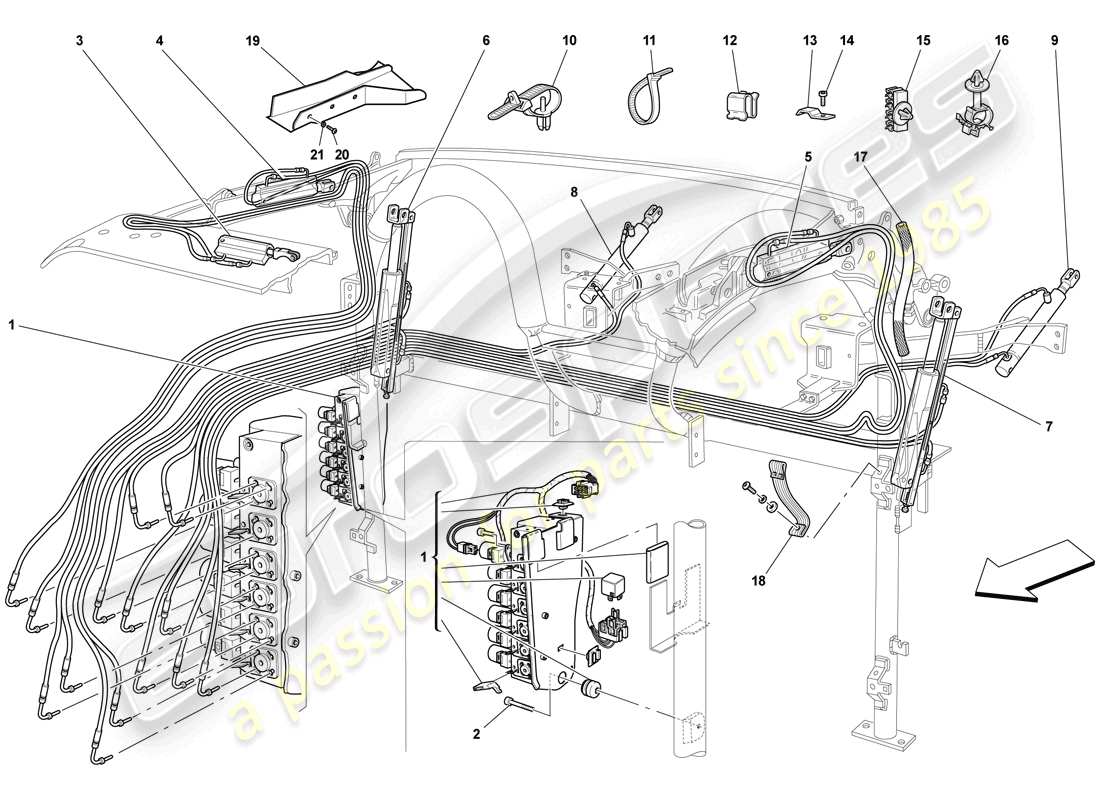 ferrari f430 scuderia spider 16m (rhd) impianto idraulico e pompa elettroidraulica diagramma delle parti