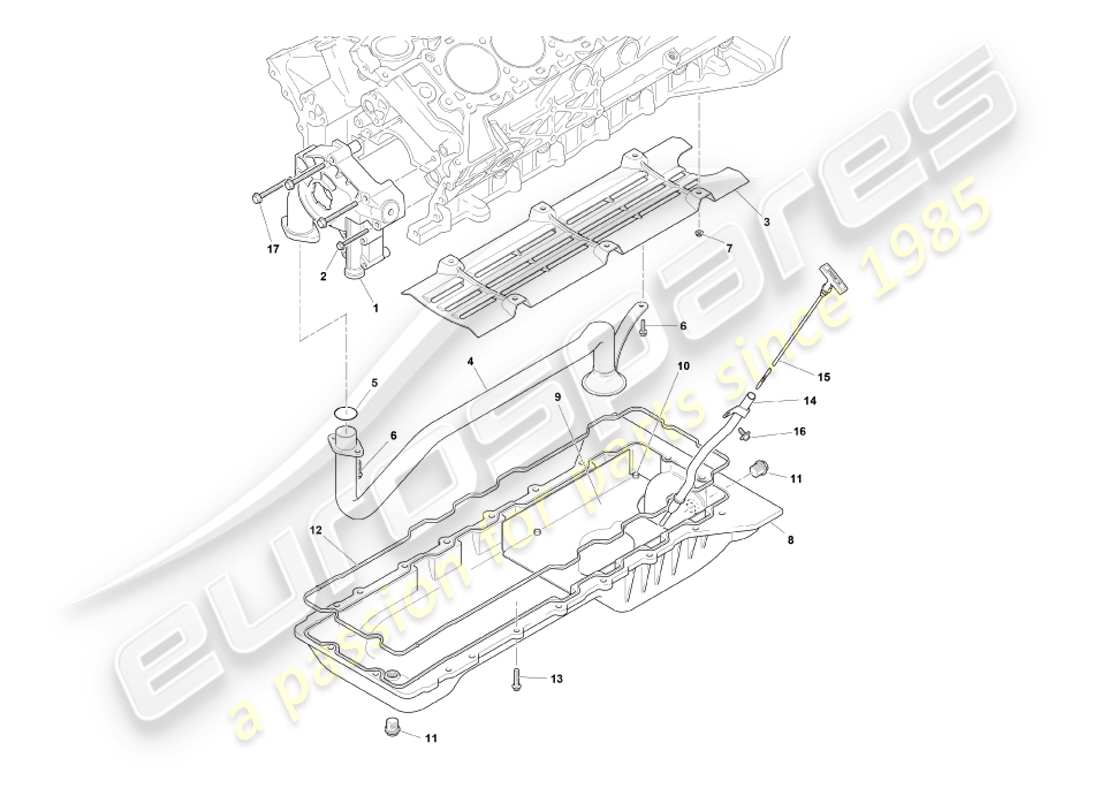 aston martin db7 vantage (2003) diagramma delle parti della pompa dell'olio e della coppa