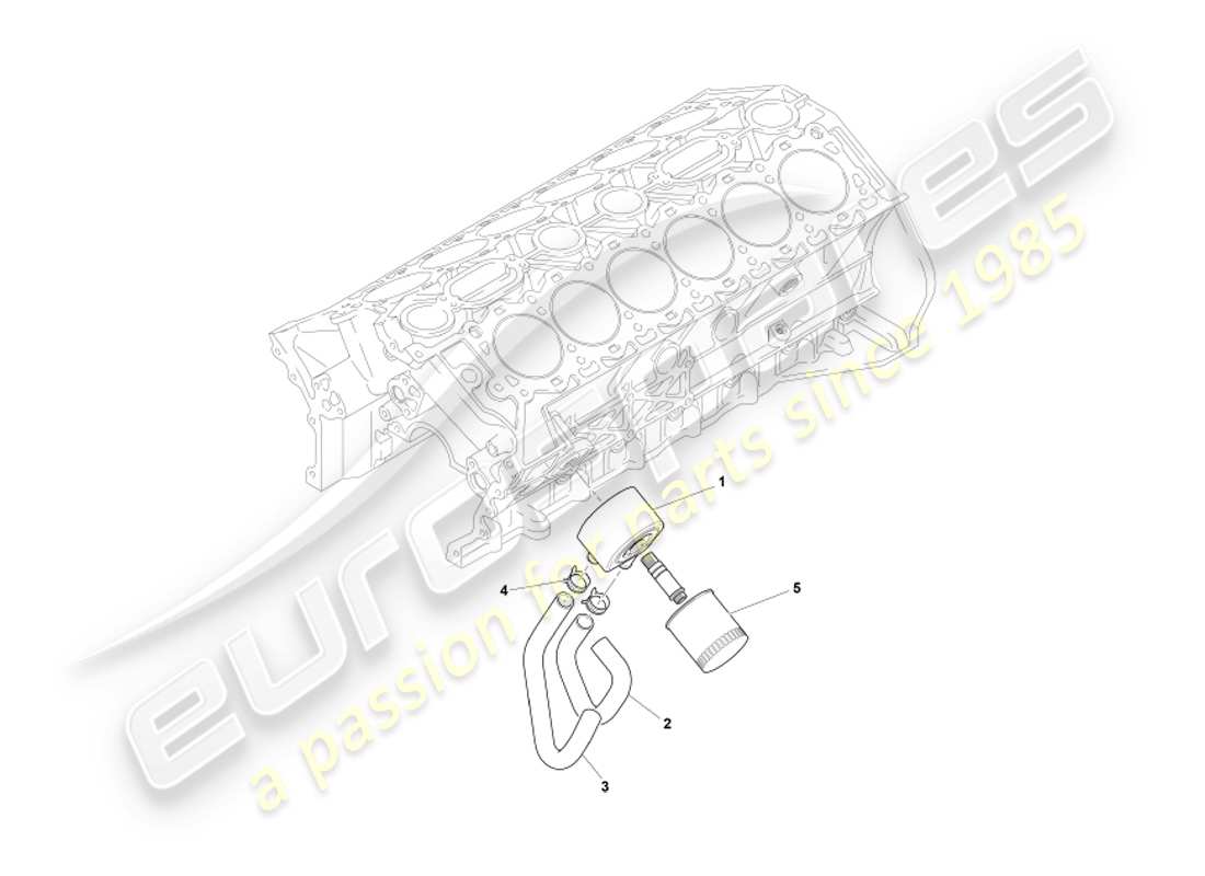 aston martin db7 vantage (2003) diagramma delle parti del sistema di raffreddamento dell'olio