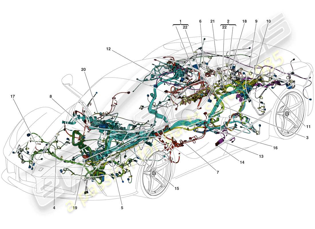 ferrari laferrari aperta (europe) cablaggi principali diagramma delle parti