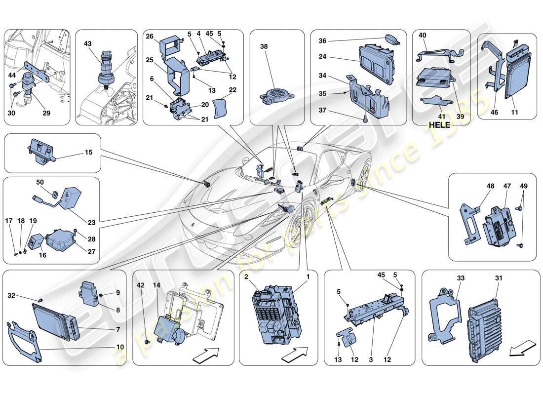 ferrari 458 speciale (usa) ecu del veicolo diagramma delle parti