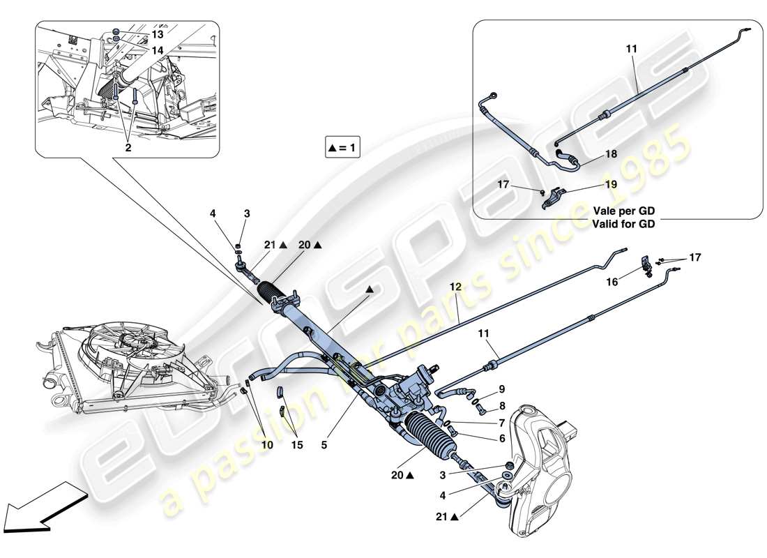 ferrari 458 speciale (usa) scatola sterzo idraulico diagramma delle parti