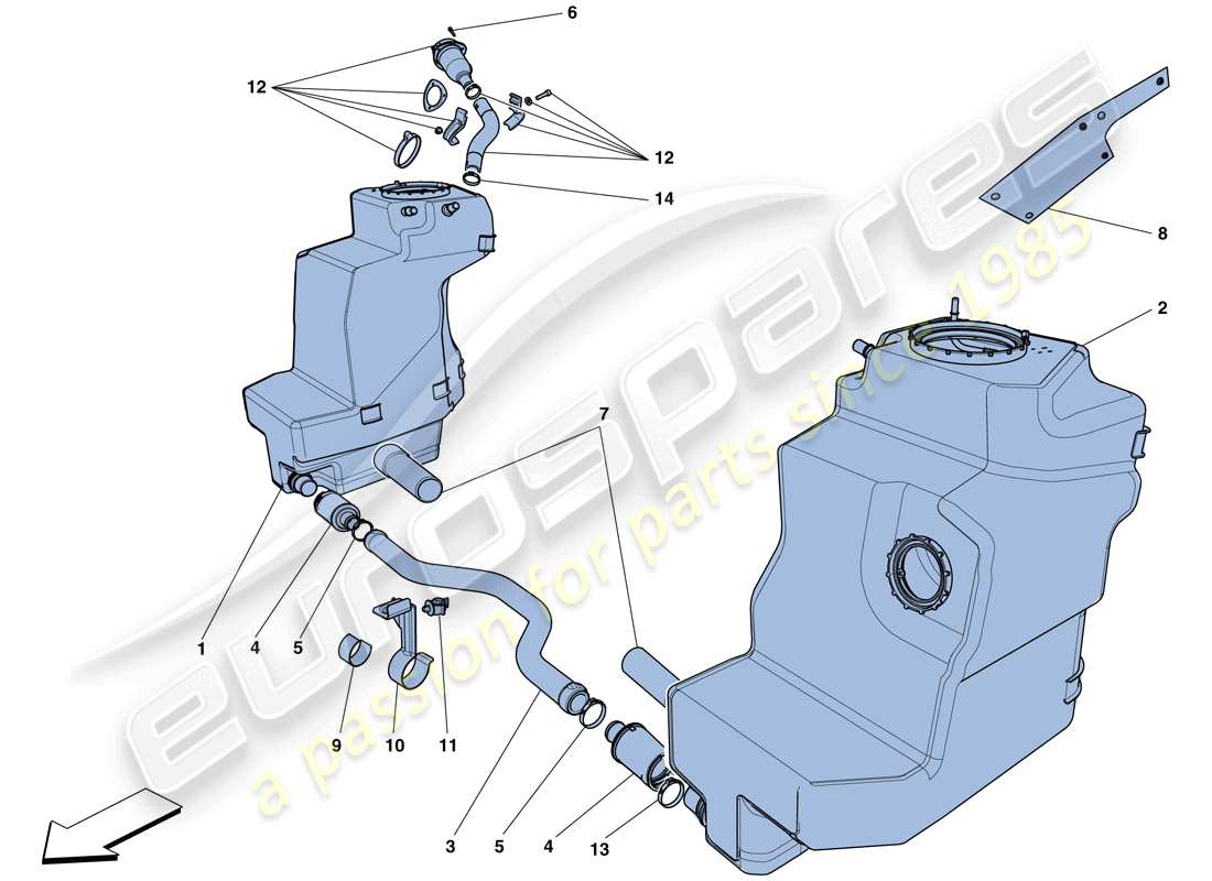 ferrari 458 speciale aperta (usa) serbatoi carburante e bocchettone di riempimento diagramma delle parti