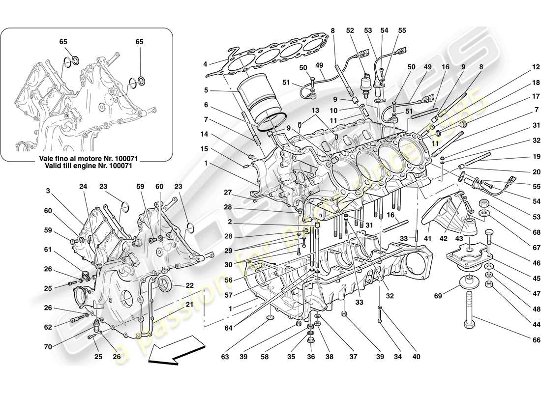 ferrari f430 coupe (rhd) schema delle parti del basamento