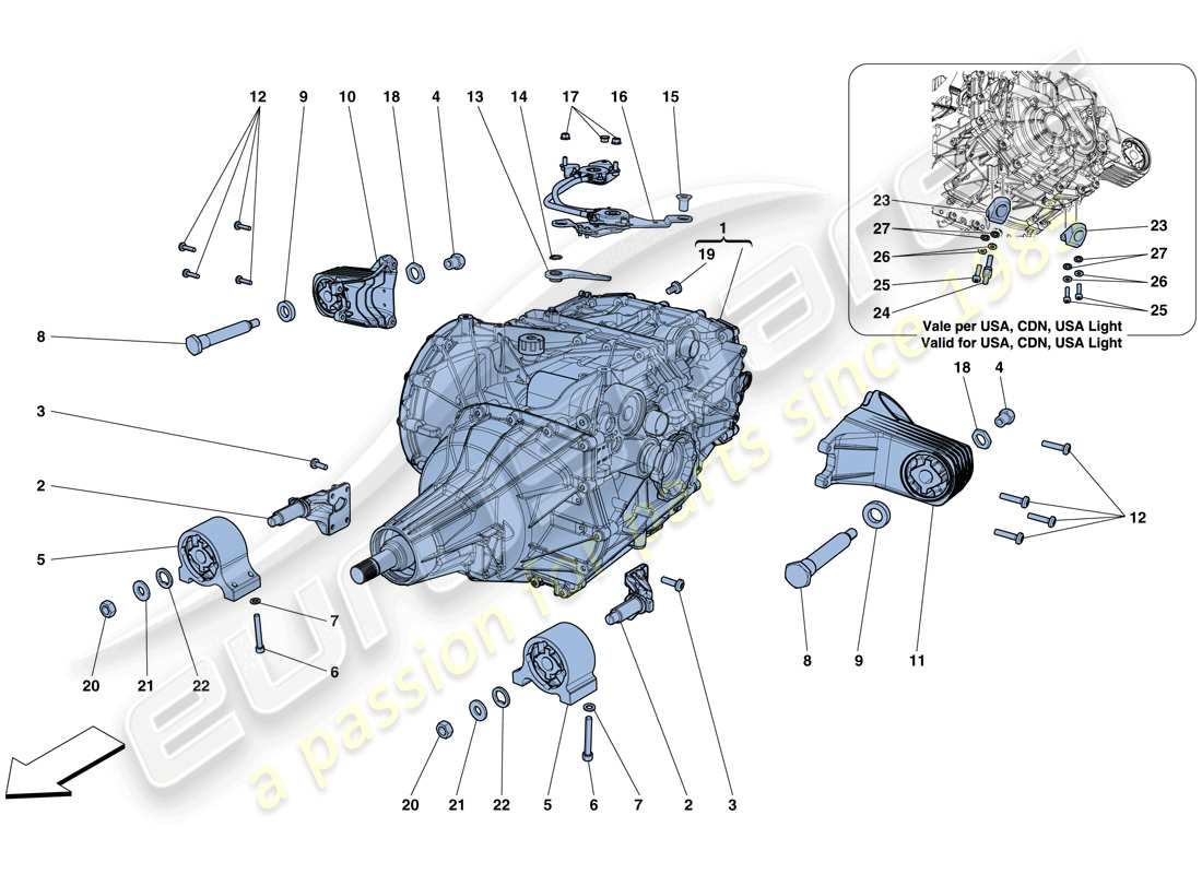 ferrari gtc4 lusso t (europe) alloggiamento del cambio diagramma delle parti