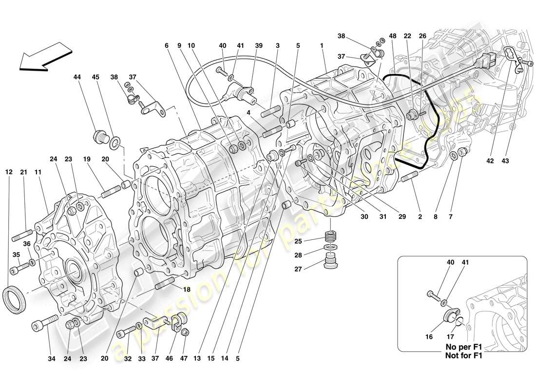 ferrari 612 sessanta (europe) alloggiamento del cambio diagramma delle parti