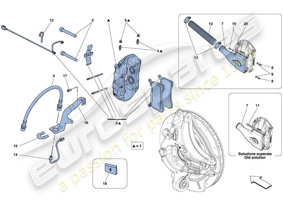 ferrari f12 berlinetta (usa) pinze freno posteriore diagramma delle parti