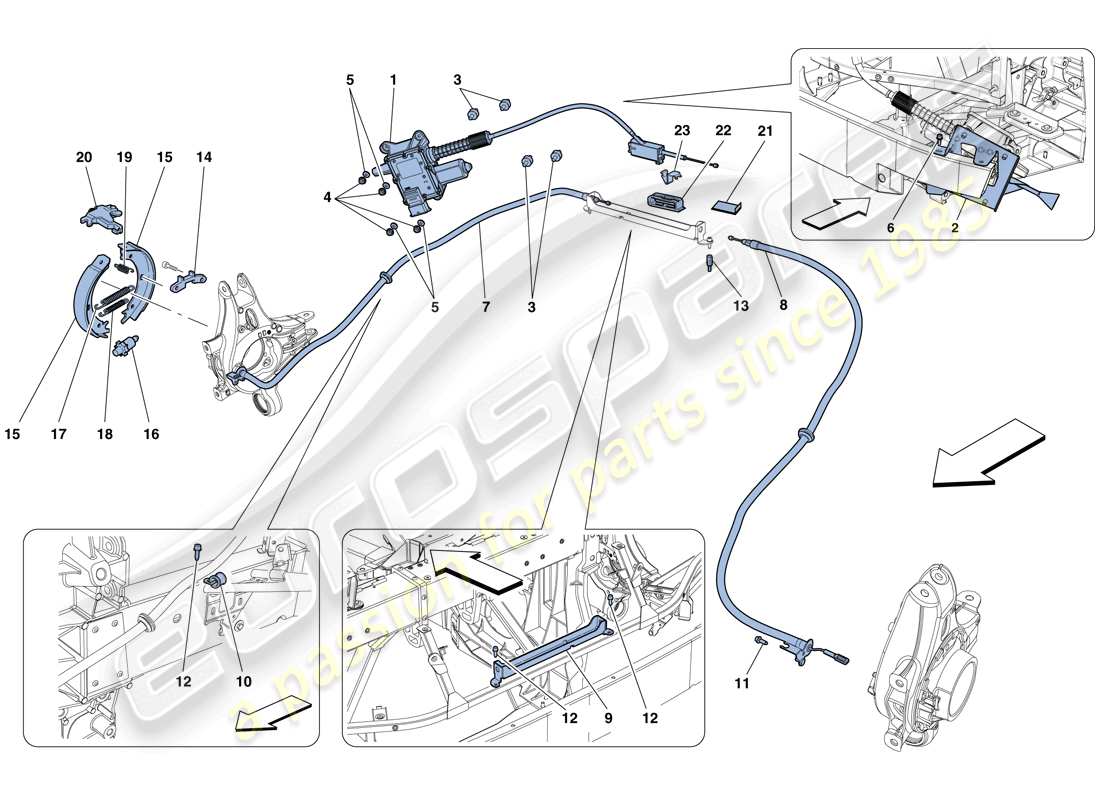 ferrari 458 italia (rhd) controllo del freno di stazionamento schema delle parti