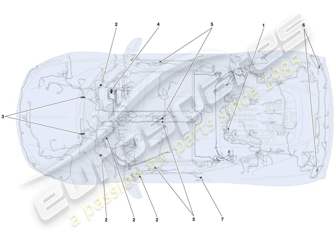 ferrari 458 italia (usa) fissaggi vari per l'impianto elettrico schema parte