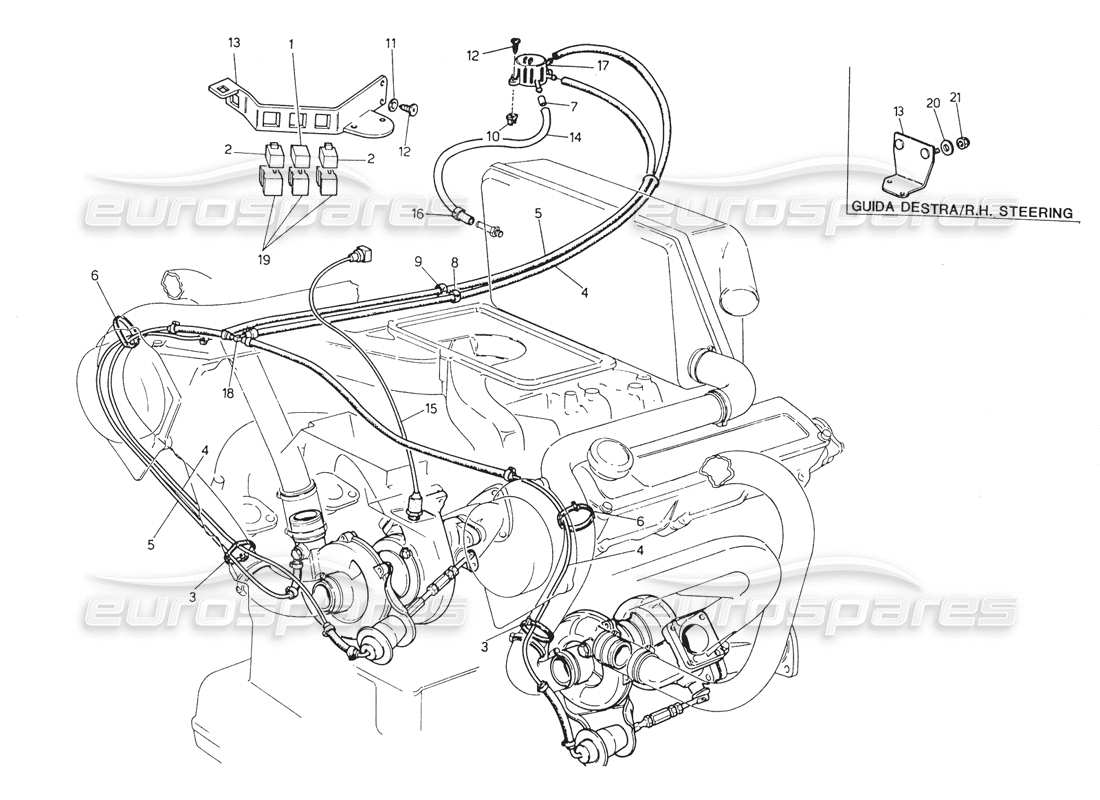 maserati biturbo spider aumenta il sistema di controllo diagramma delle parti