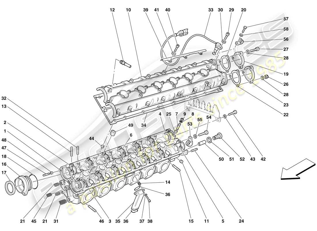 ferrari 612 scaglietti (usa) testa cilindro sinistra diagramma delle parti