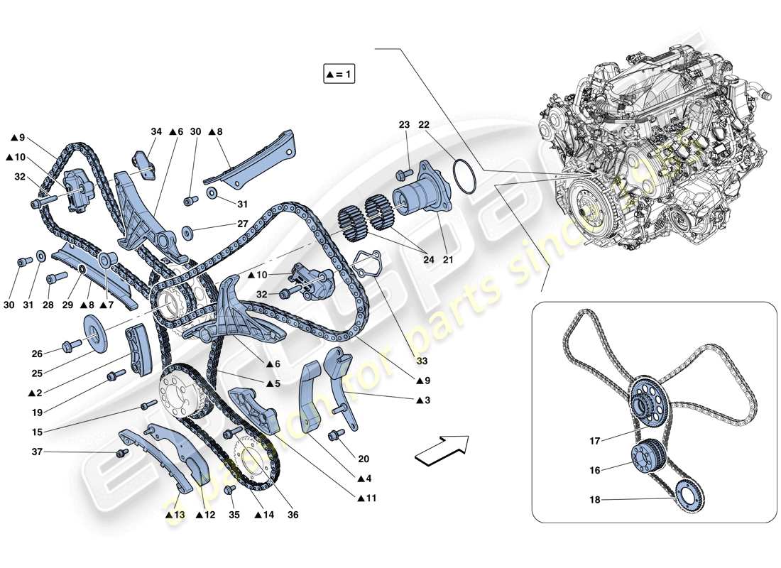 ferrari california t (rhd) distribuzione - guida diagramma delle parti