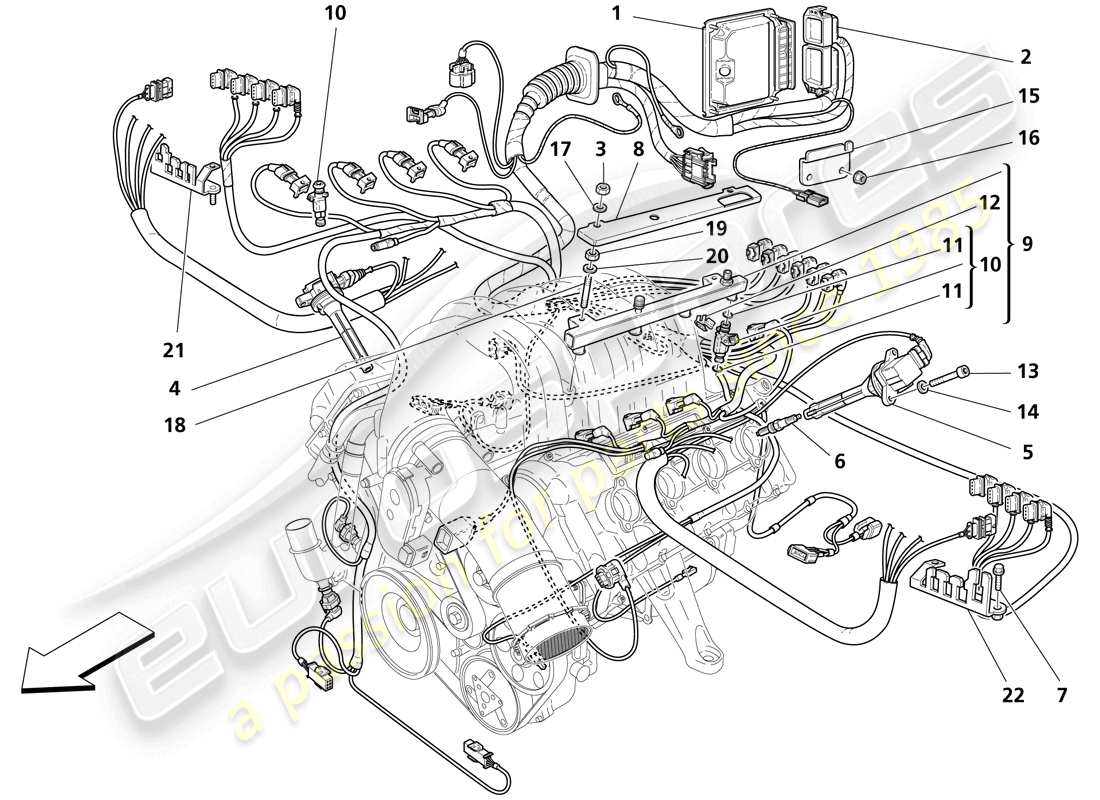 maserati trofeo sistema iniezione - accensione diagramma delle parti