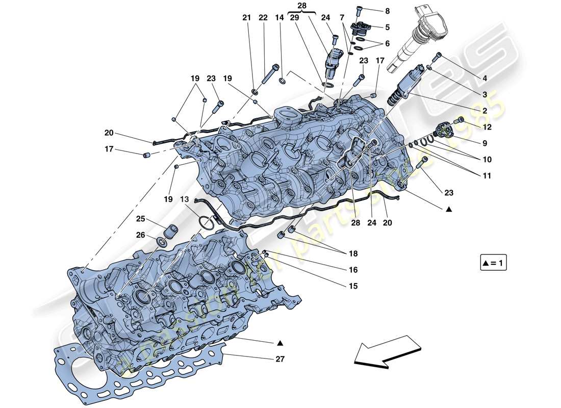 ferrari california t (rhd) testa cilindro sinistra diagramma delle parti
