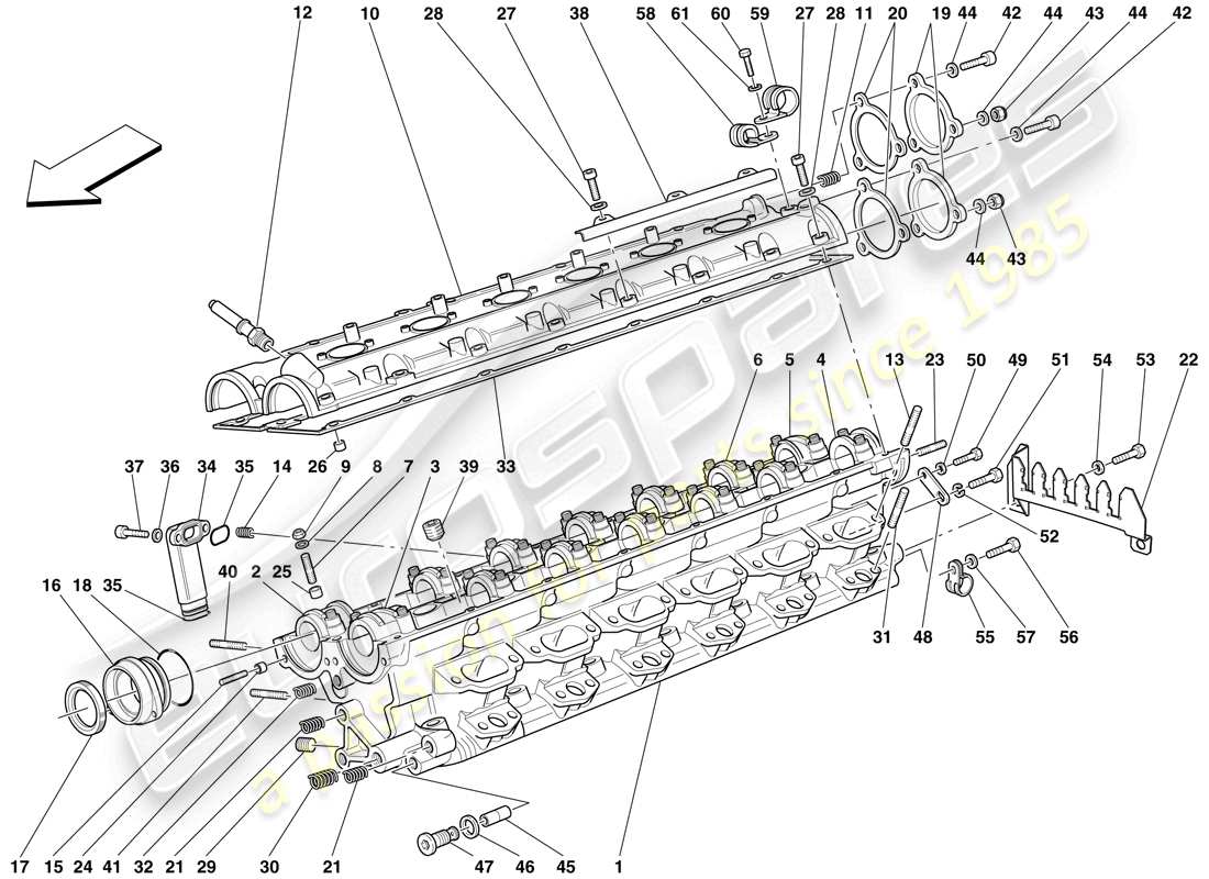 ferrari 612 scaglietti (rhd) testa cilindro destra diagramma delle parti