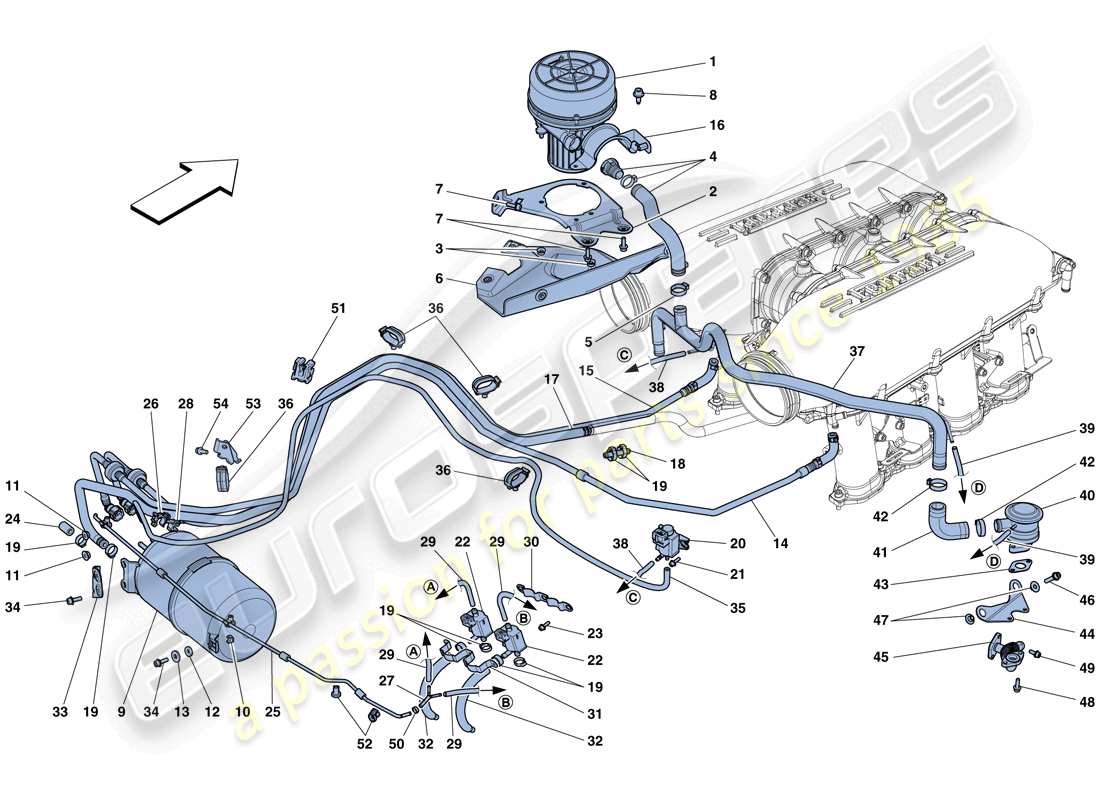 ferrari 458 italia (europe) sistema d'aria secondaria diagramma delle parti