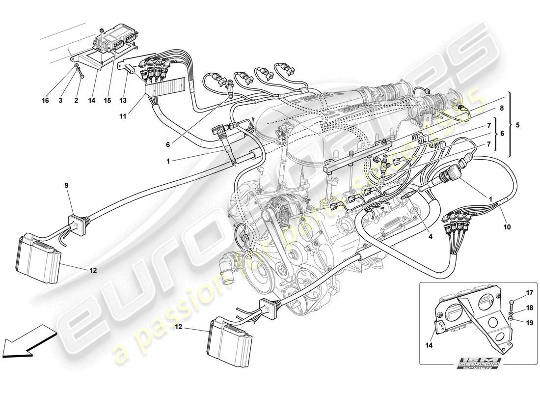 ferrari f430 scuderia spider 16m (usa) sistema iniezione - accensione schema delle parti