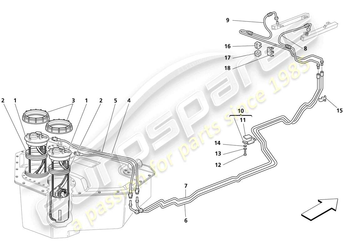 maserati trofeo pompa carburante e tubi diagramma delle parti