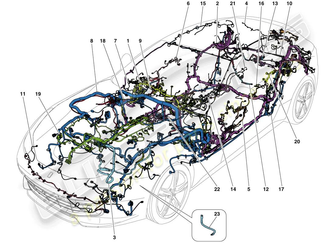 ferrari gtc4 lusso t (rhd) cablaggi principali diagramma delle parti