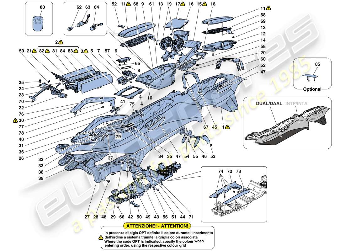 ferrari gtc4 lusso t (rhd) tunnel - sottostruttura e accessori schema delle parti