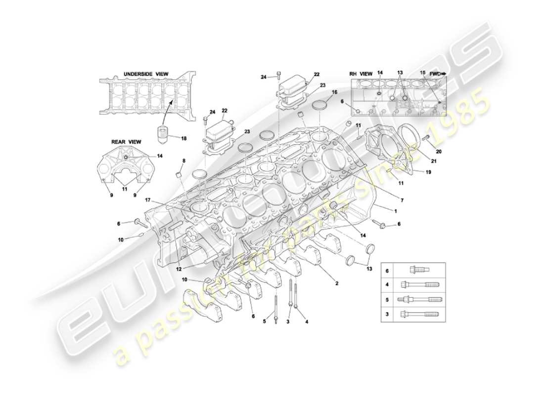 aston martin vanquish (2006) blocco cilindro diagramma delle parti