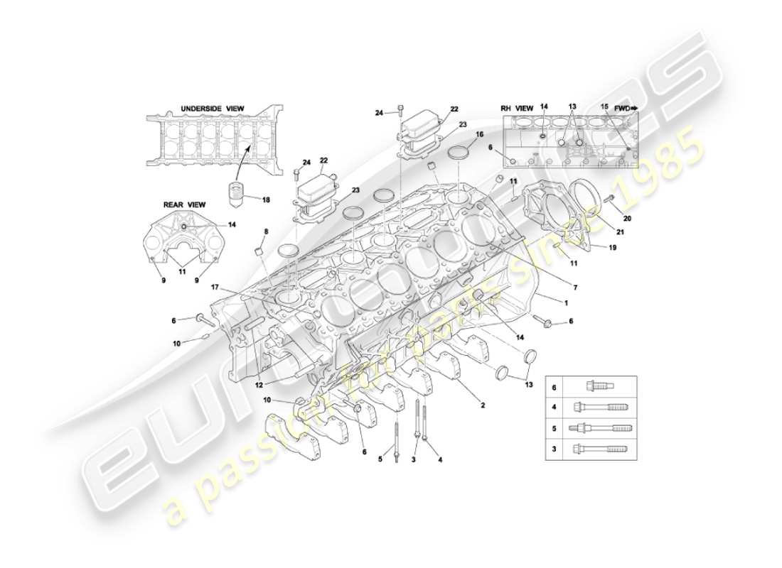 aston martin vanquish (2005) blocco cilindro diagramma delle parti