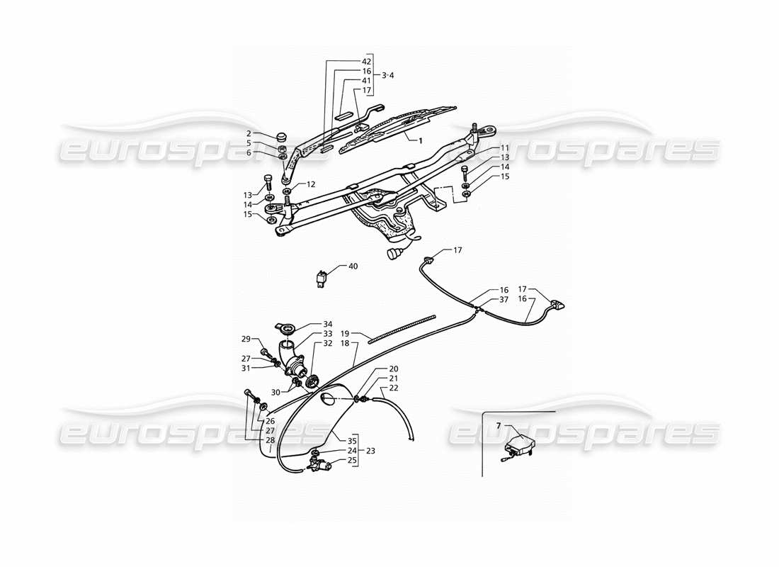 maserati qtp. 3.2 v8 (1999) schema delle parti del rondella del parabrezza (guida a destra).