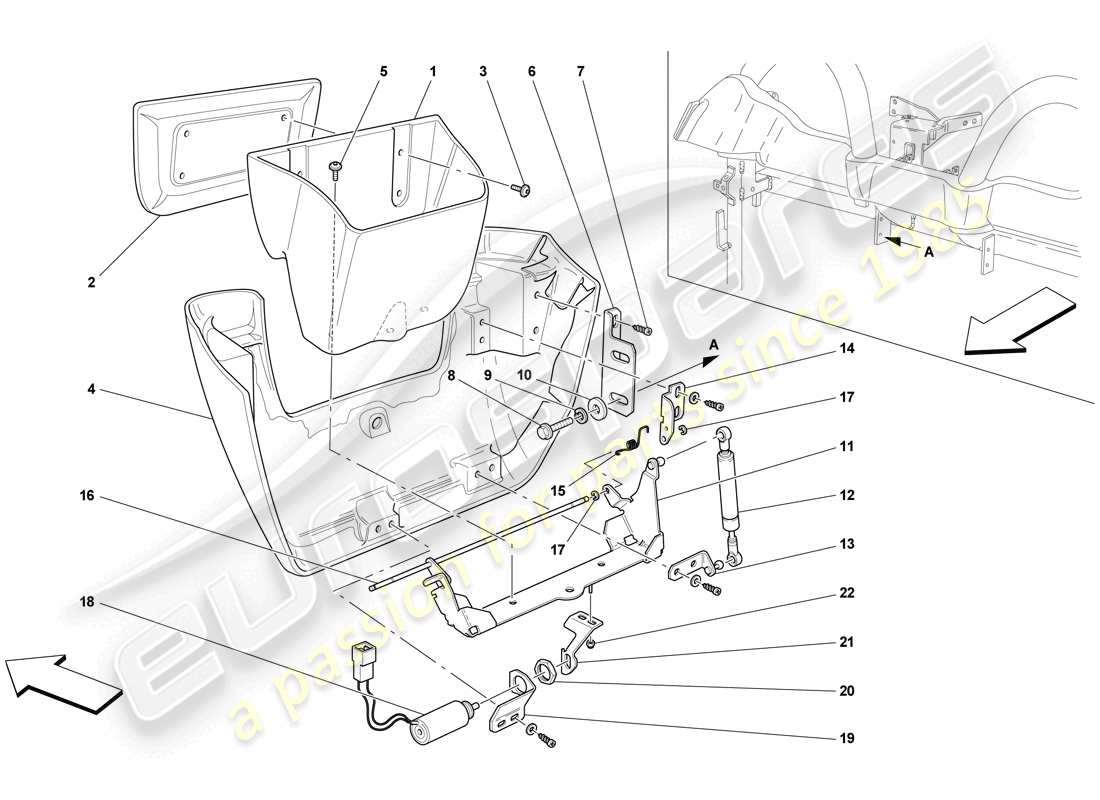 ferrari f430 scuderia (rhd) vano portaoggetti posteriore diagramma delle parti